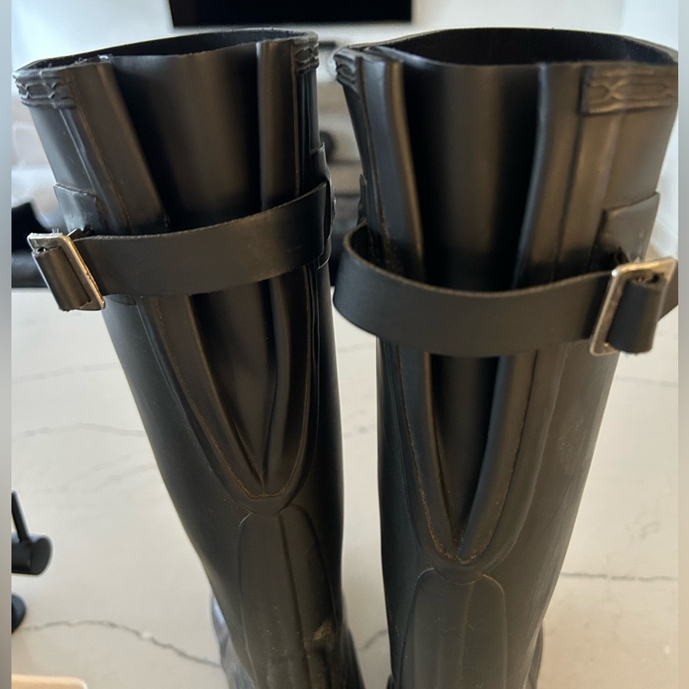 WOMENS Hunter Black Adjustable Rubber Tall Boots Wellies 9 US - Picture 3 of 5